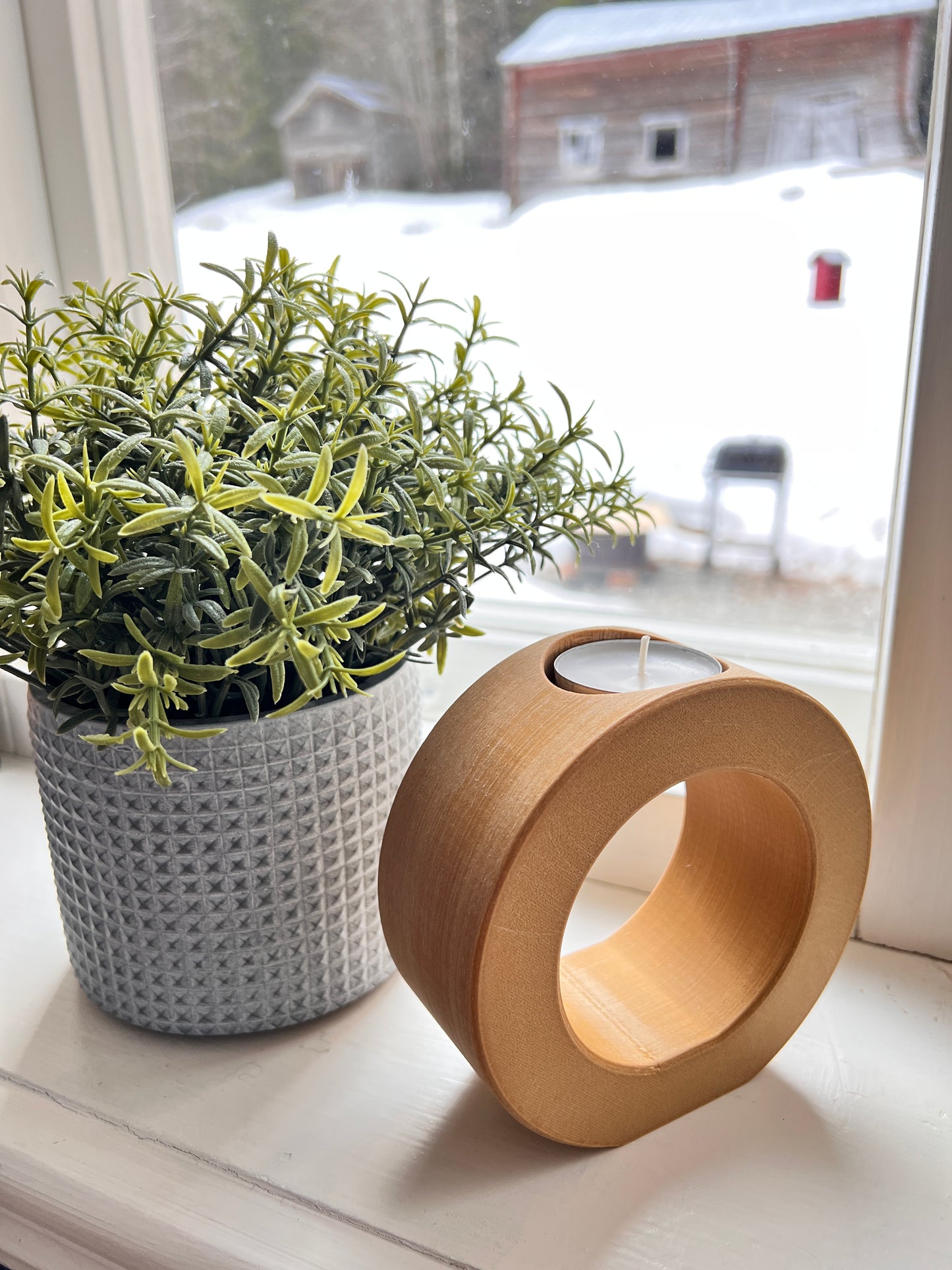 Handcrafted Wooden 3D-Printed Tealight Holder – Minimalist Candle Holder – Mahogany or Natural Birch Finish
